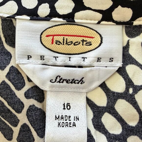 Vintage TALBOTS Women's Stretch Silk Blouse  Animal Print Petite  Size  16P - Picture 7 of 8